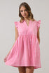 Emani Stripe Kass Ruffle Mini Dress